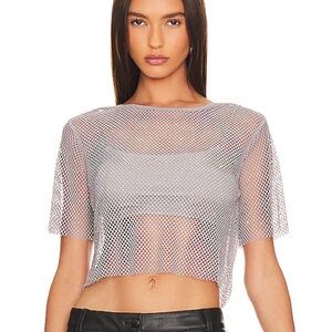 ASTR The Label- McKay mesh rhinestone top